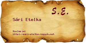 Sári Etelka névjegykártya